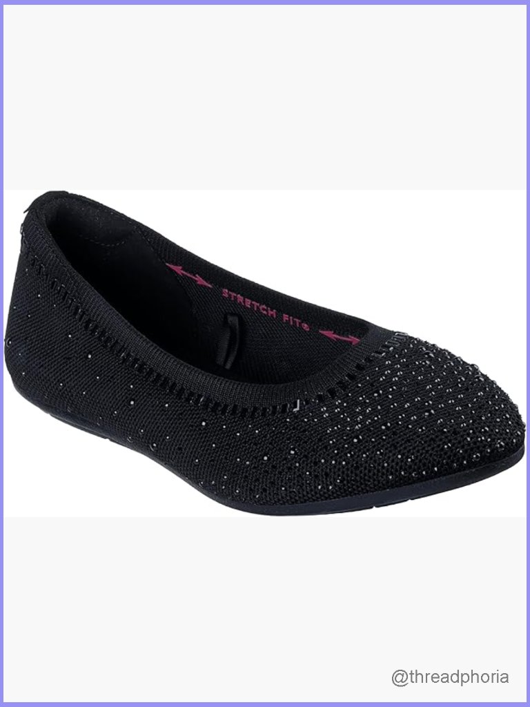 Air Cooled Memory Foam Ballet Flat Stretch Fit Slip On Knit Shoe